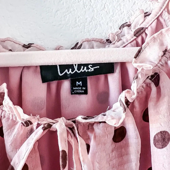 Lulus Love You Tier-ly Women's‎ Blush Pink Polka Dot Tiered Midi Dress Medium - Picture 10 of 12